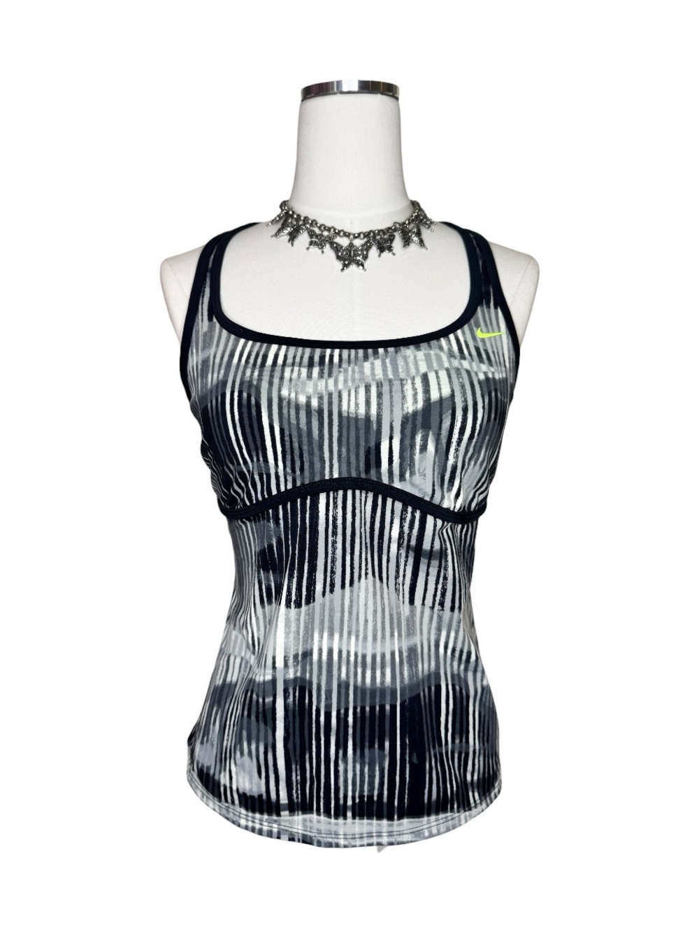 Nike Black, Gray & White Striped Workout Tank Top Size Large